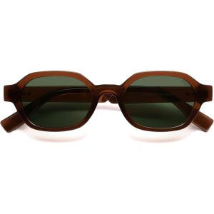 image:imageSOJOS Retro Polarized Hexagon Sunglasses for Women Men UV400 Trendy Rectangle 70s 80s 90s Shades SJ2389Transparent Brown