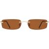 image:imageSOJOS Trendy Small Square Sunglasses Womens Retro Rimless Sun Glasses Vintage Narrow Shades SJ1280Gold  Brown Lens