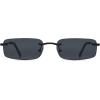 image:imageSOJOS Trendy Small Square Sunglasses Womens Retro Rimless Sun Glasses Vintage Narrow Shades SJ1280Shiny Black  Grey Lens