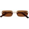 image:imageSOJOS Trendy Small Square Sunglasses Womens Retro Rimless Sun Glasses Vintage Narrow Shades SJ1280Gold  Brown Lens