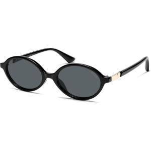 image:imageSOJOS Polarized Retro Oval Sunglasses for Women Chic Vintage 90s Y2K Sunnies UV400 Trendy Designer Sun Glasses SJ2703BlackGrey