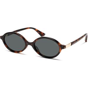 image:imageSOJOS Polarized Retro Oval Sunglasses for Women Chic Vintage 90s Y2K Sunnies UV400 Trendy Designer Sun Glasses SJ2703Brown TortoiseGrey