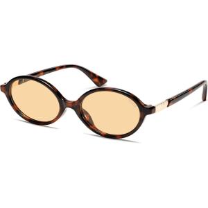 image:imageSOJOS Polarized Retro Oval Sunglasses for Women Chic Vintage 90s Y2K Sunnies UV400 Trendy Designer Sun Glasses SJ2703Brown TortoiseLight Brown