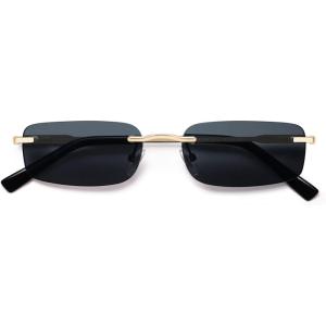 image:imageSOJOS Trendy Small Square Sunglasses Womens Retro Rimless Sun Glasses Vintage Narrow Shades SJ1280Gold  Grey Lens