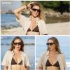 image:imageSOJOS Retro Flat Top Double Bridge Square Polarized Sunglasses for Women Men UV400 Designer Pilot Shades SJ2686Black FrameGrey Lens