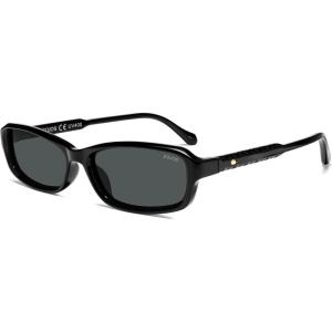 image:imageSOJOS Ocean Collection Retro Rectangular Polarized Sunglasses for Women Men Narrow 90s Square Shades CarapaceBlackGrey