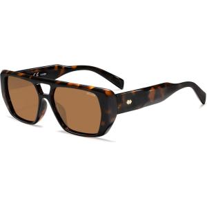 image:imageSOJOS Retro Flat Top Double Bridge Square Polarized Sunglasses for Women Men UV400 Designer Pilot Shades SJ2686Brown Tortoise FrameBrown Lens