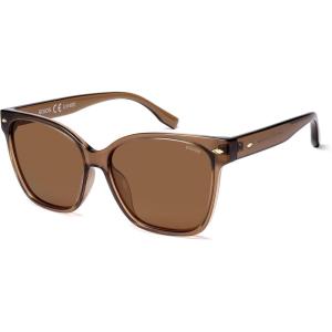 image:imageSOJOS Trendy Square Oversized Polarized Sunglasses for Women Retro Womens Shade SJ2682Brown Frame Brown Lens
