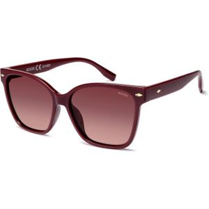 image:imageSOJOS Trendy Square Oversized Polarized Sunglasses for Women Retro Womens Shade SJ2682Dark Red Frame Red Grading Lens
