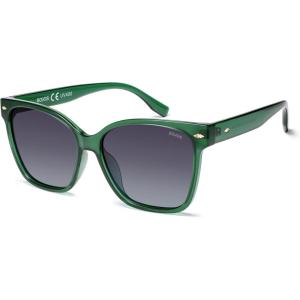 image:imageSOJOS Trendy Square Oversized Polarized Sunglasses for Women Retro Womens Shade SJ2682Green Frame Grey Grading Lens