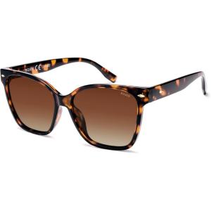 image:imageSOJOS Trendy Square Oversized Polarized Sunglasses for Women Retro Womens Shade SJ2682Tortoise Frame Brown Lens