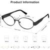 image:imageSOJOS Retro Oval Blue Light Blocking Glasses for WomenTrendy Blue Light Computer Glasses Metal Frame Eyewear SJ5434BMatt Black