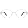 image:imageSOJOS Retro Oval Blue Light Blocking Glasses for WomenTrendy Blue Light Computer Glasses Metal Frame Eyewear SJ5434BShiny Silver