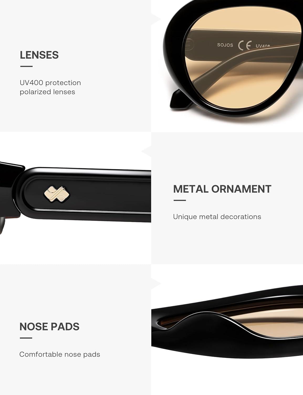 image:imageSOJOS Trendy Oversized Polarized Aviator Sunglasses Womens Men Retro Vintage 70s Style UV Protection Sun Glasses SJ2390BlackLight Brown
