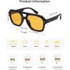image:imageSOJOS Retro Thick Polarized Aviator Sunglasses for Women Men Large Trendy Bold Square Pilot Shades SJ2385Shiny BlackYellow Light Tint Lowpolarization