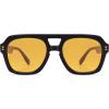 image:imageSOJOS Retro Thick Polarized Aviator Sunglasses for Women Men Large Trendy Bold Square Pilot Shades SJ2385Shiny BlackYellow Light Tint Lowpolarization