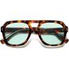 image:imageSOJOS Retro Thick Polarized Aviator Sunglasses for Women Men Large Trendy Bold Square Pilot Shades SJ2385TortoiseLight Green Light Tint Lowpolarization