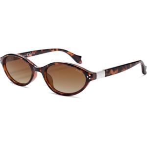 image:imageSOJOS Ocean Collection Retro Oval Polarized Sunglasses for Women Men Lightweight Narrow Shades StellarTortoiseBrown
