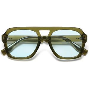 image:imageSOJOS Retro Thick Polarized Aviator Sunglasses for Women Men Large Trendy Bold Square Pilot Shades SJ2385Light GreenLight Green Light Tint Lowpolarization