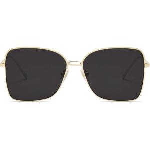 image:imageSOJOS Trendy Square Oversized Sunglasses Womens Mens UV400 Big Large Designer Shades SJ1082GoldDark Grey