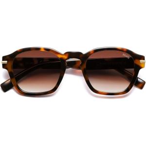 image:imageSOJOS Vintage Retro Square Polarized Sunglasses Men Standard Fit Trendy Womens Sun Glasses SJ2382Brown Tortoise Frame Brown Grading Lens