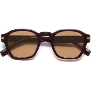 image:imageSOJOS Vintage Retro Square Polarized Sunglasses Men Standard Fit Trendy Womens Sun Glasses SJ2382Milky Brown Frame Brown Lens
