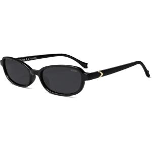 image:imageSOJOS Ocean Collection Rectangle Polarized Sunglasses Women Men Retro Lightweight Narrow Trendy Cat Eye Sunnies ApexBlackGrey