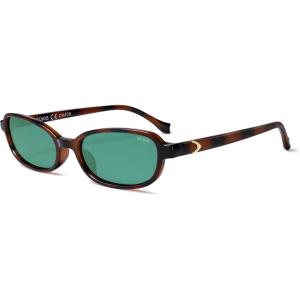 image:imageSOJOS Ocean Collection Rectangle Polarized Sunglasses Women Men Retro Lightweight Narrow Trendy Cat Eye Sunnies ApexBrown TortoiseGreen
