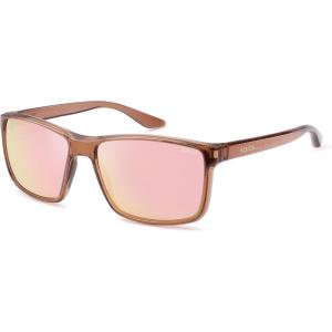 image:imageSOJOS Polarized Square Sunglasses for Men Women Lightweight TR90 Frame UV Protection Mens Womens Sun Glasses SJ2645BrownPink Mirrored