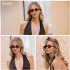 image:imageSOJOS Acetate Polarized Oval Sunglasses Women Retro Handmade Narrow Y2K Lightweight Vintage 90s Designer Sun Glasses LonaBlack