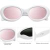 image:imageSOJOS Retro Oval Polarized Sunglasses for Women Men 90s Vintage UV400 Protection Tiny Sun Glasses SJ2286WhitePink Mirrored