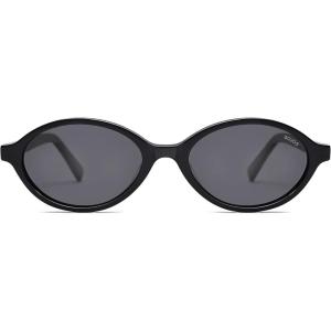 image:imageSOJOS Acetate Polarized Oval Sunglasses Women Retro Handmade Narrow Y2K Lightweight Vintage 90s Designer Sun Glasses LonaBlackGrey