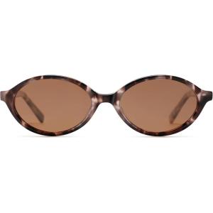 image:imageSOJOS Acetate Polarized Oval Sunglasses Women Retro Handmade Narrow Y2K Lightweight Vintage 90s Designer Sun Glasses LonaLight TurquoiseBrown