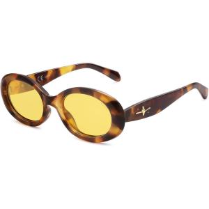 image:imageSOJOS Retro Oval Polarized Sunglasses for Women Men 90s Vintage UV400 Protection Tiny Sun Glasses SJ2286BrownYellow