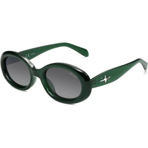 image:imageSOJOS Retro Oval Polarized Sunglasses for Women Men 90s Vintage UV400 Protection Tiny Sun Glasses SJ2286GreenGradient Grey