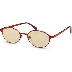 image:imageSOJOS Small Retro Oval Polarized Sunglasses Womens Mens 80s 90s Chic Trendy Round Metal Frame Sunnies SJ1260Dark RedLight Brown Tint