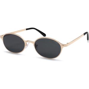 image:imageSOJOS Small Retro Oval Polarized Sunglasses Womens Mens 80s 90s Chic Trendy Round Metal Frame Sunnies SJ1260GoldGrey