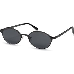 image:imageSOJOS Small Retro Oval Polarized Sunglasses Womens Mens 80s 90s Chic Trendy Round Metal Frame Sunnies SJ1260Matt BlackGrey