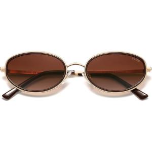 image:imageSOJOS Trendy Oval Polarized Sunglasses for Women Men 80s 90s Chic Retro Vintage Sunnies SJ1248Solid Dark BrownReddish Brown