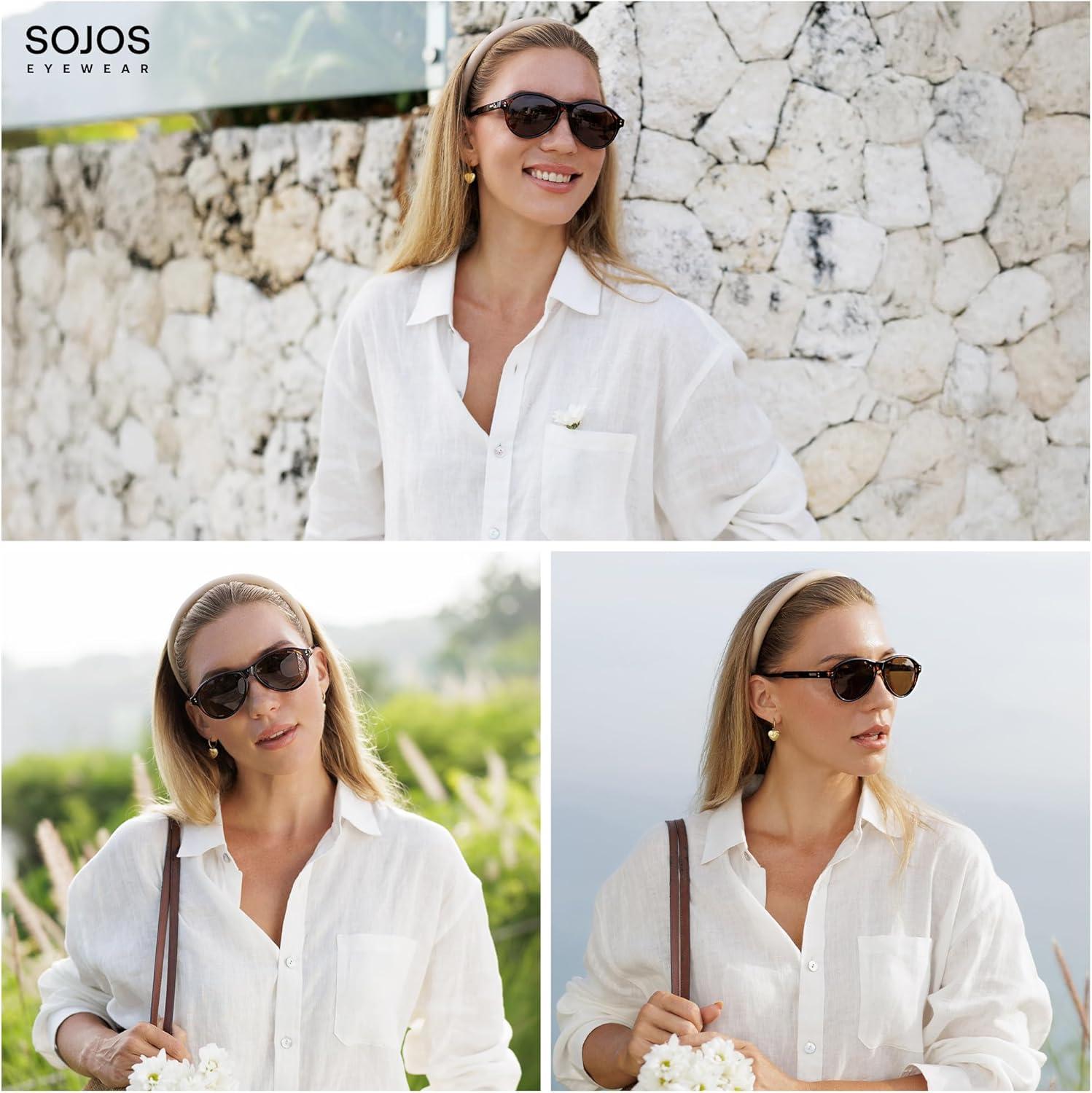 image:imageSOJOS Retro Aviator Polarized Sunglasses for Women Men Vintage 70s Style UV Protection Sun Glasses SJ2701TortoiseBrown