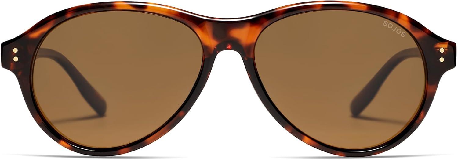image:imageSOJOS Retro Aviator Polarized Sunglasses for Women Men Vintage 70s Style UV Protection Sun Glasses SJ2701TortoiseBrown
