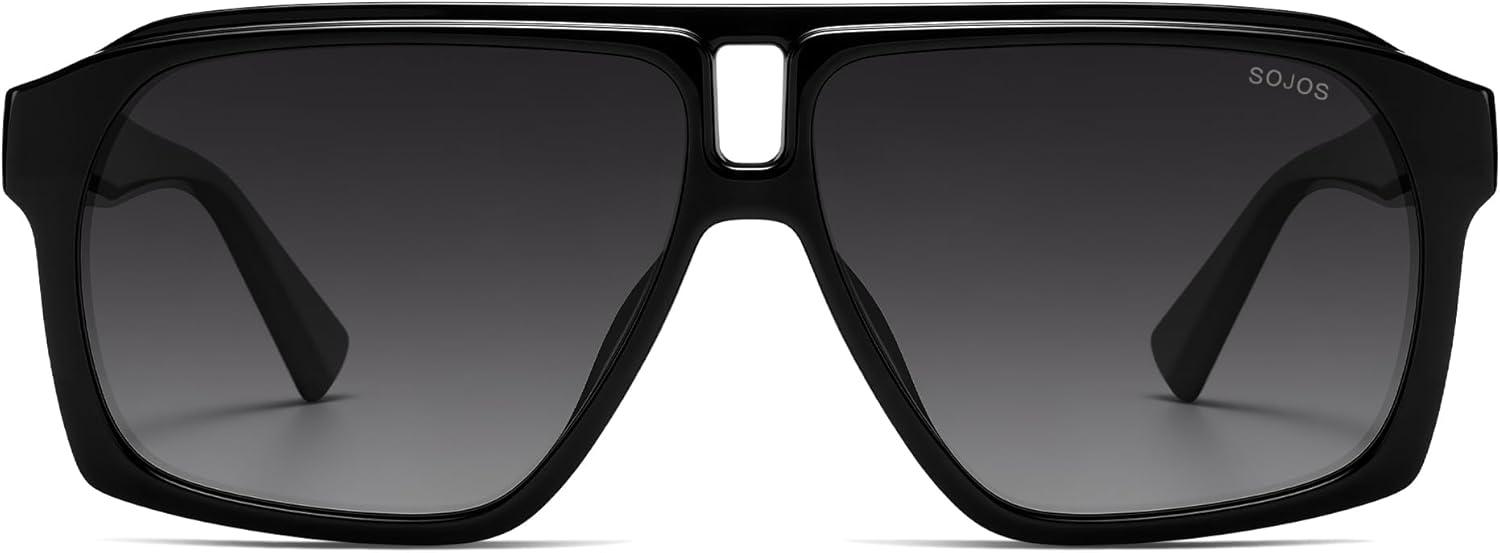 image:imageSOJOS Trendy Polarized Aviator Sunglasses for Women MenFashion Square Aviators Shades Vintage Style UV400 Protected SJ2699Black