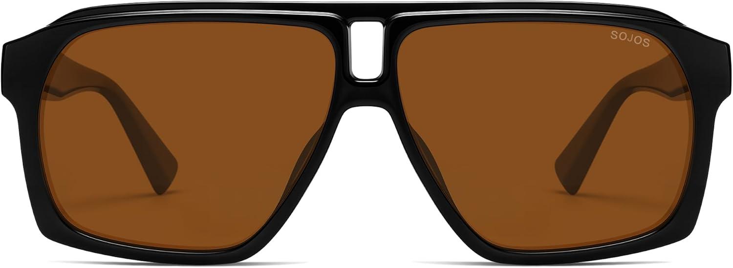 image:imageSOJOS Trendy Polarized Aviator Sunglasses for Women MenFashion Square Aviators Shades Vintage Style UV400 Protected SJ2699Brown
