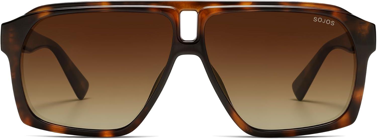 image:imageSOJOS Trendy Polarized Aviator Sunglasses for Women MenFashion Square Aviators Shades Vintage Style UV400 Protected SJ2699Tortoise