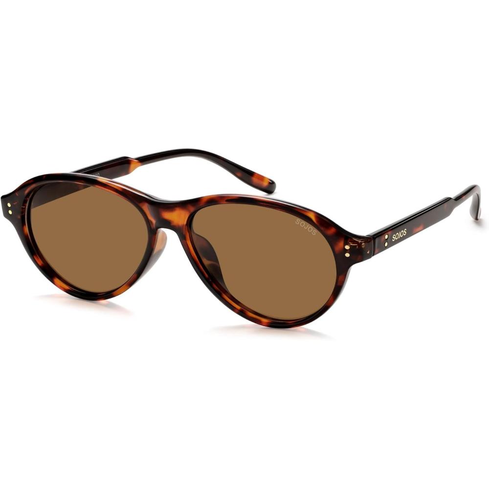 image:imageSOJOS Retro Aviator Polarized Sunglasses for Women Men Vintage 70s Style UV Protection Sun Glasses SJ2701TortoiseBrown