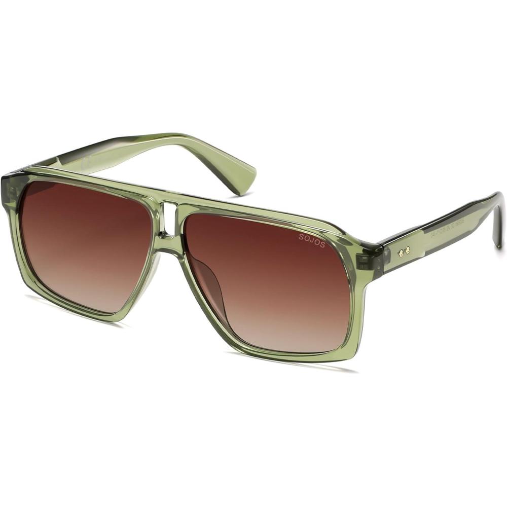 image:imageSOJOS Trendy Polarized Aviator Sunglasses for Women MenFashion Square Aviators Shades Vintage Style UV400 Protected SJ2699Green