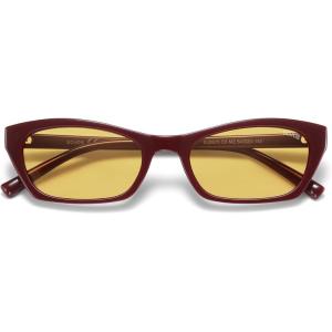 image:imageSOJOS Trendy Cat Eye Polarized Sunglasses for Women Men Retro 90s Y2K Small Thin Rectangle Sunnies SJ2670Dark RedYellow Tint Light Tint Lowpolarization