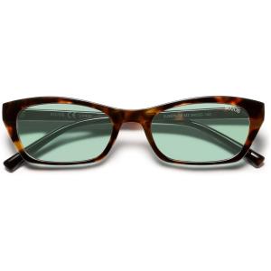 image:imageSOJOS Trendy Cat Eye Polarized Sunglasses for Women Men Retro 90s Y2K Small Thin Rectangle Sunnies SJ2670TortoiseLight Green Tint
