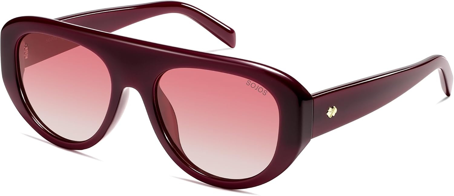 image:imageSOJOS Retro Oversized Aviator Polarized Sunglasses for Women Trendy Shades Vintage Style Chic Sun Glasses SJ2706Red  Pink Lens