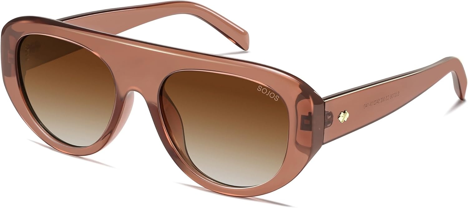image:imageSOJOS Retro Oversized Aviator Polarized Sunglasses for Women Trendy Shades Vintage Style Chic Sun Glasses SJ2706Transparent Brown  Brown Lens